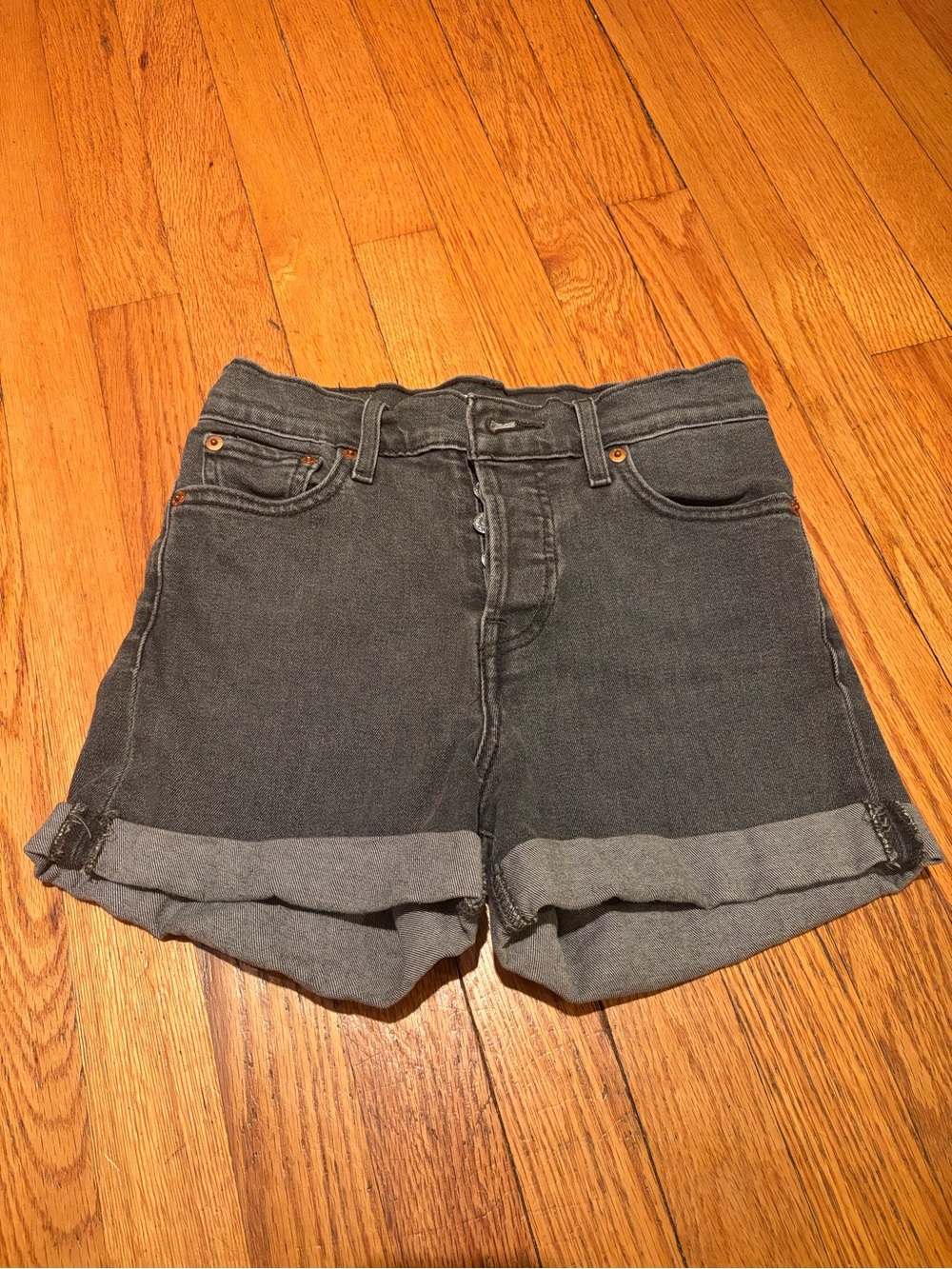 Levi's Wedgie Short - Faded Black Cuffed Denim Shorts